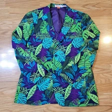 OppoSuits Monstera Leaves Tropical Sport Coat Blazer Mens 40 Purple Green Blue
