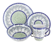 Blue Rose Polish Pottery Summer Vine 4 Piece Place Setting - Service for 1