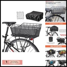 CXWXC CX-HT-193-US Rear Bike Basket Large Wire with Cargo Net Waterproof Cover