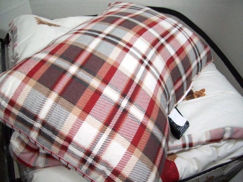 Cuddl Duds Reversible Perro Franela Cuadros Completa Queen Edredón Fundas Almohada Foto 3 de 4