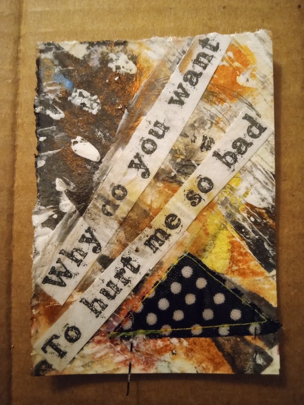 ACEO Mixed Media Abstract Art Painting Original Why Do You Hurt Me