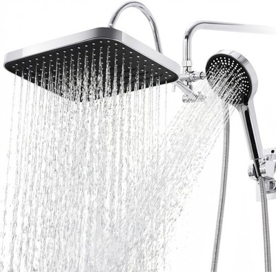 13'' Dual Rain Shower Head System Handheld 4 Modes Adjustable Arm Spa Shower Kit