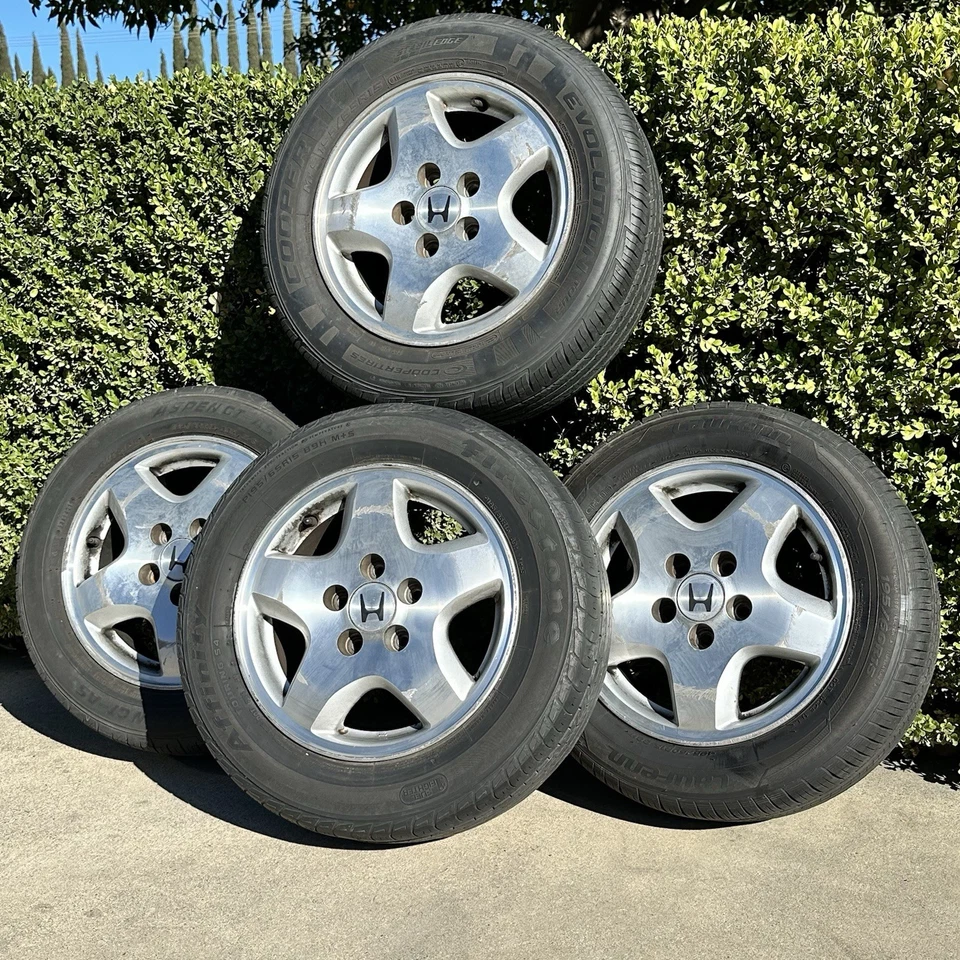 ✅ 1998 1999 2000 Honda Accord Alloy Set Of 4 Wheels 15x6.5 Rims 15" Tires OEM - Image 3 of 4