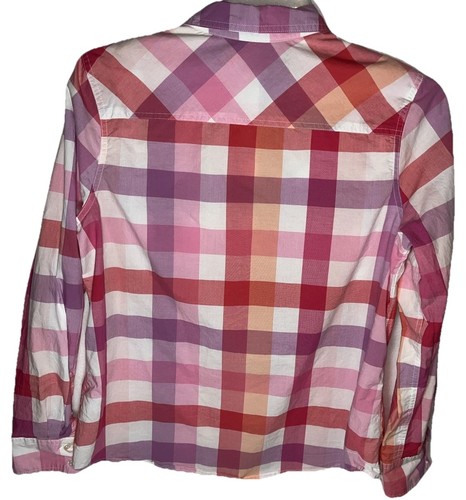 Women’s XL MERONA Blouse Pink & White Plaid 100% Cotton Cottage Core READ - Picture 2 of 10