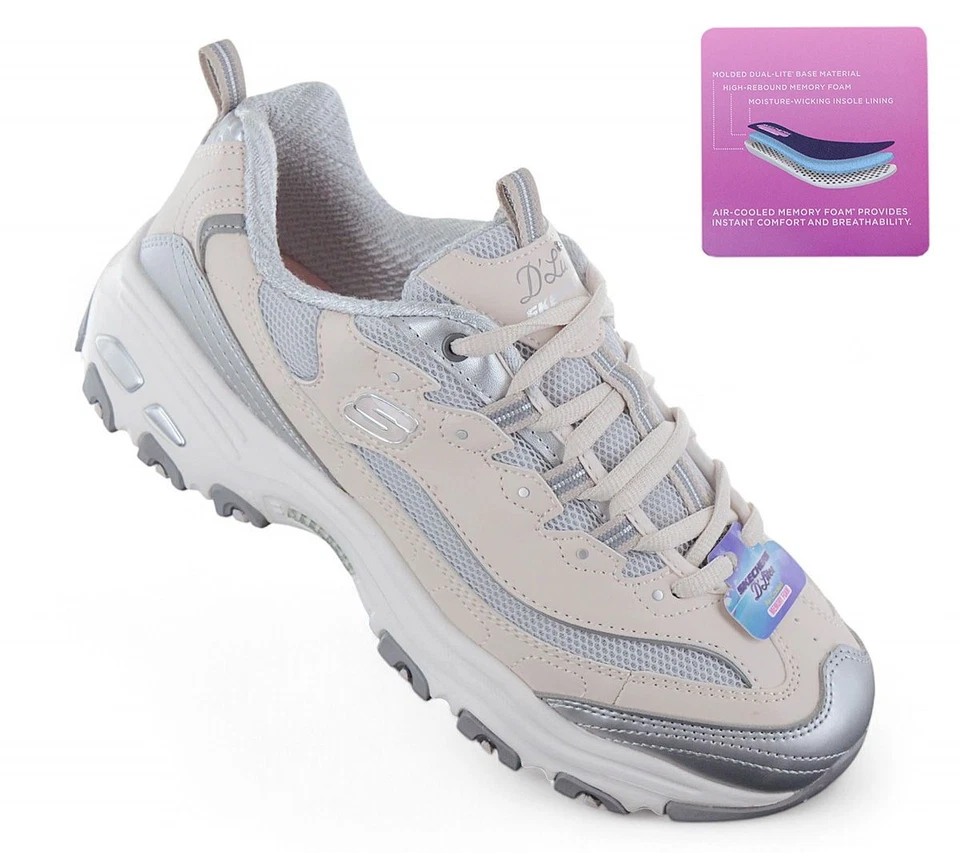 Skechers lites Chromatic Baskets Sneakers Femmes 150246-NTSL Beige NEU - Photo 2/4