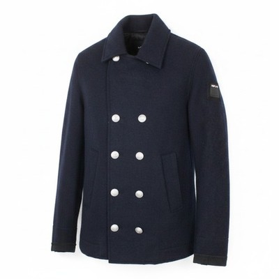 REPLAY Herrenjacke L Marineblau Wollmischung Doppelreihig Gefüttert Lässig