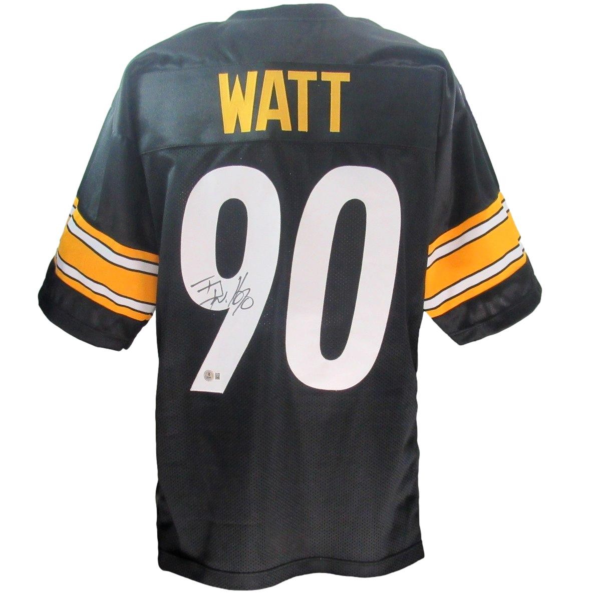 T.J. Watt Signed/Autographed Black Custom Jersey Steelers Beckett 192181 