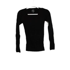 Active Basic Womens Black Long Sleeve Knit Sweatshirt Top Size S/M
