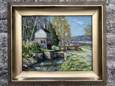 Christopher Willett Lock House Bucks County PA Oil On Board Framed Signed