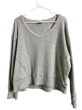 OFFLINE By Aerie Sweatshirt Oversized Small Gray Thermal Waffle Pullover Knit