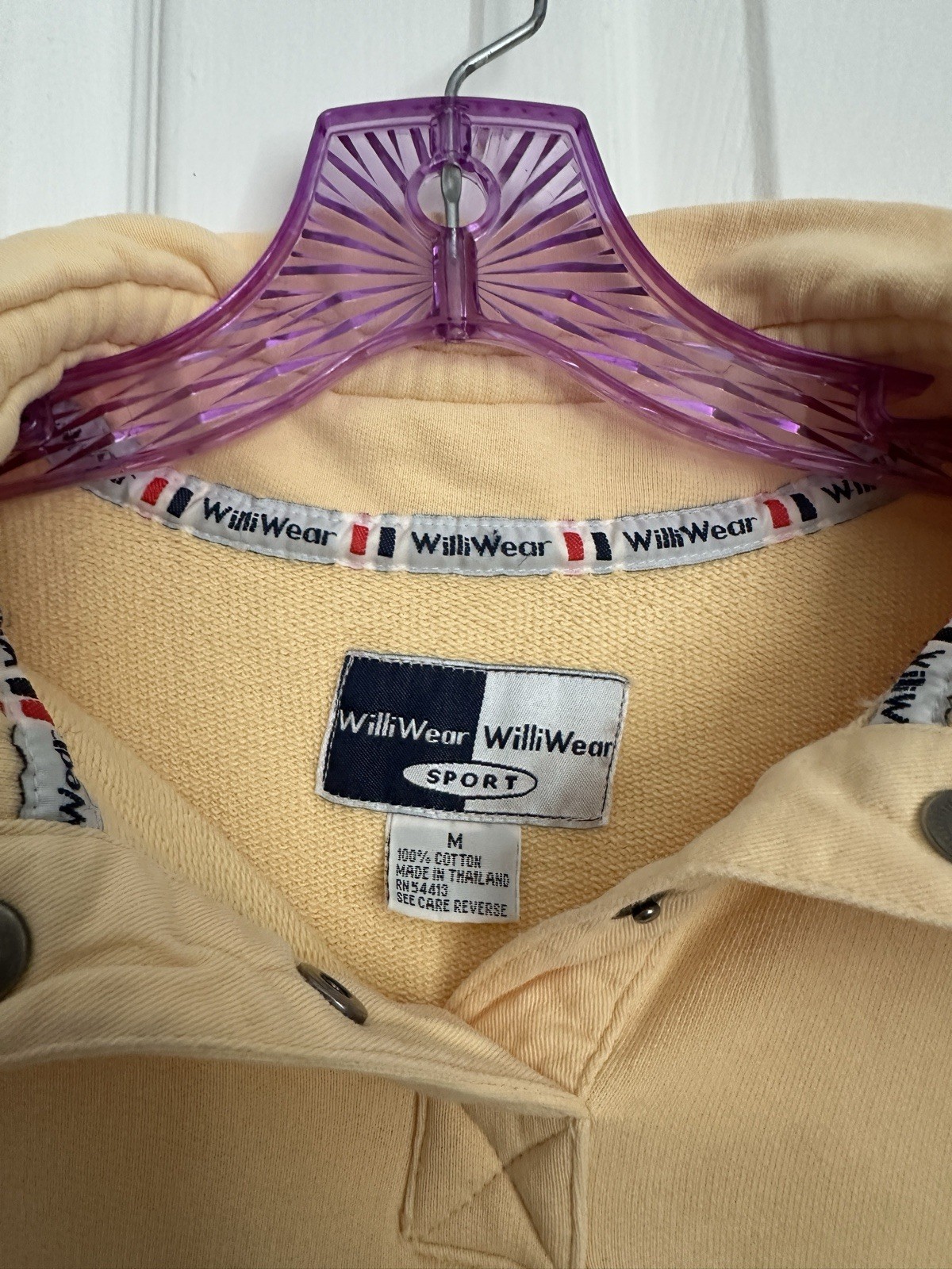Vintage WilliWear Sport SweatshirtM Yellow 1/4 Sn… - image 3