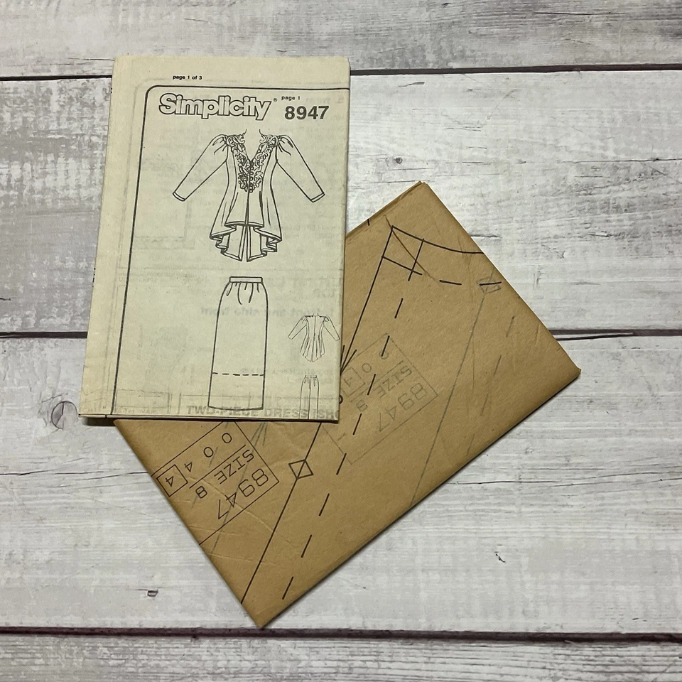 Simplicity 8947 Sewing Pattern Peplum Jacket Straight Skirt Miss Size 8 UNCUT - Image 2 of 4