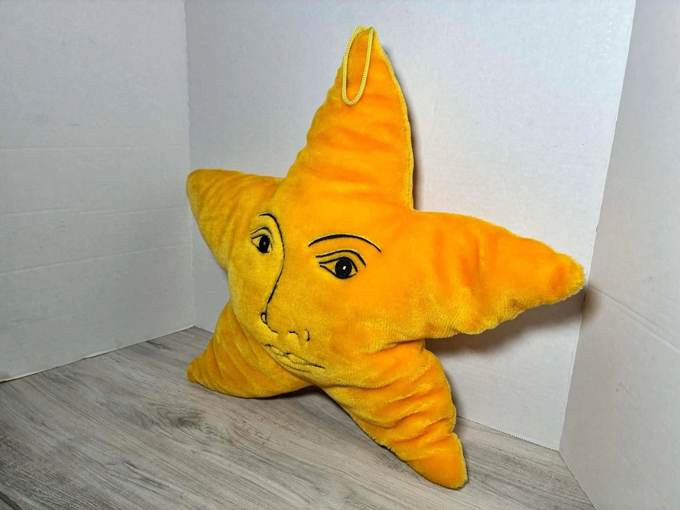 Vintage Salamander Graphix Celestial Yellow Star Face Pillow 21” - Image 3 of 4