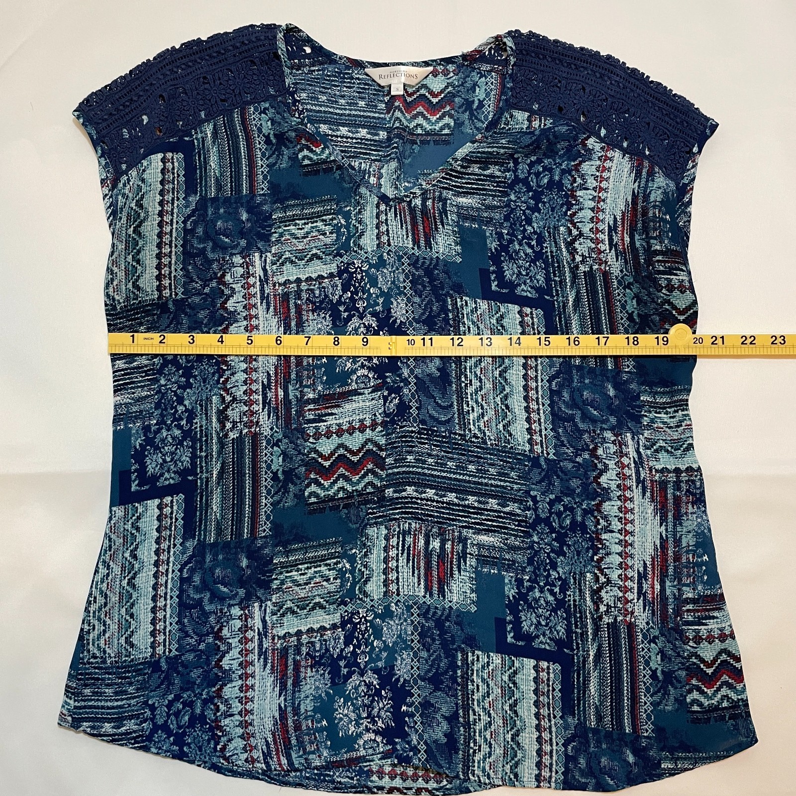 Northern Reflections Patchwork Top S Boho Blue Sl… - image 3