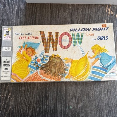WOW Pillow Fight Game For Girls Board Game Milton Bradley Vintage 1964 COMPLETE!