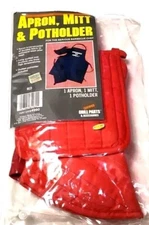 Red BBQ Apron, Oven Mitt & Pot Holder Set – Deluxe Outdoor Grilling Kit
