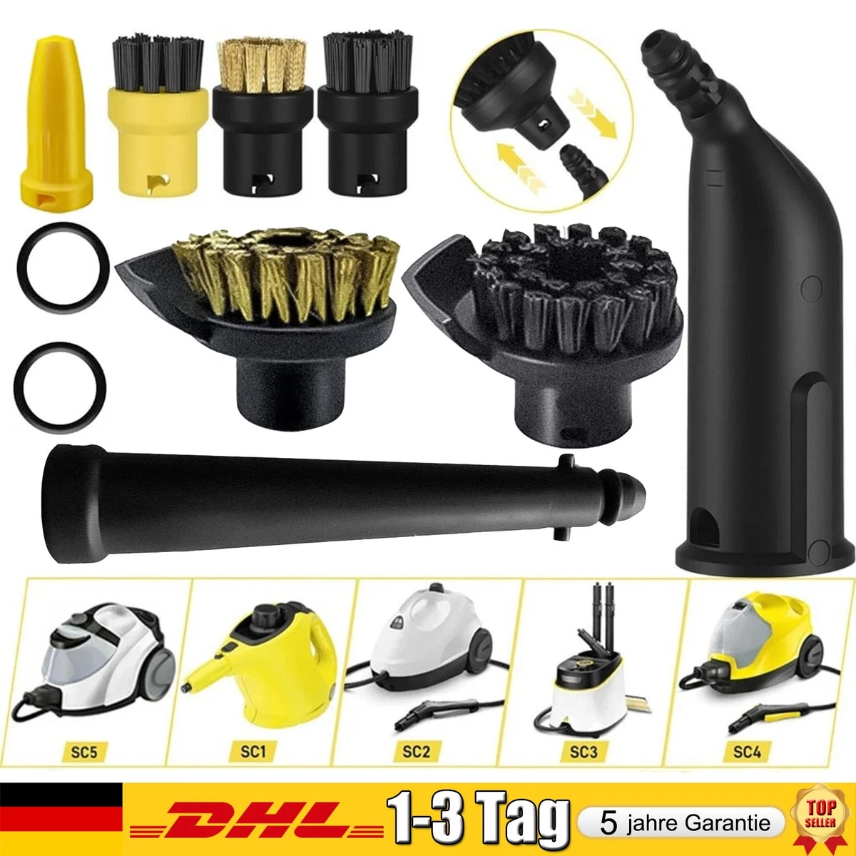 Produktbild von Bürstenkopf Für Karcher SC-Reihe – SC2 SC3 SC4 SC5 Dampfreiniger – Bodendüsen-Set – Für Alle Harten Oberflächen