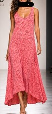 Fresh Produce Pink Geometric Strappy Scoop Neck Maxi Knit Rayon Dress, M