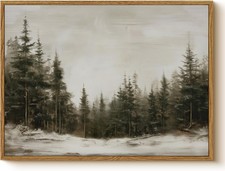 Winter Forest Wall Art 12x16 Framed Canvas Print, 16"L x 12"W, Pine forest