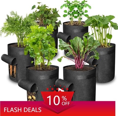 6 Pack 10 Gallon Vegetable Grow Bags for Planting Potato, Taro, Beets, Carrots,
