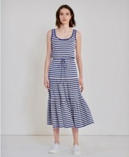 Lauren Ralph Lauren Black Label Striped Midi Dress Sz 6 Nautical Coastal Preppy