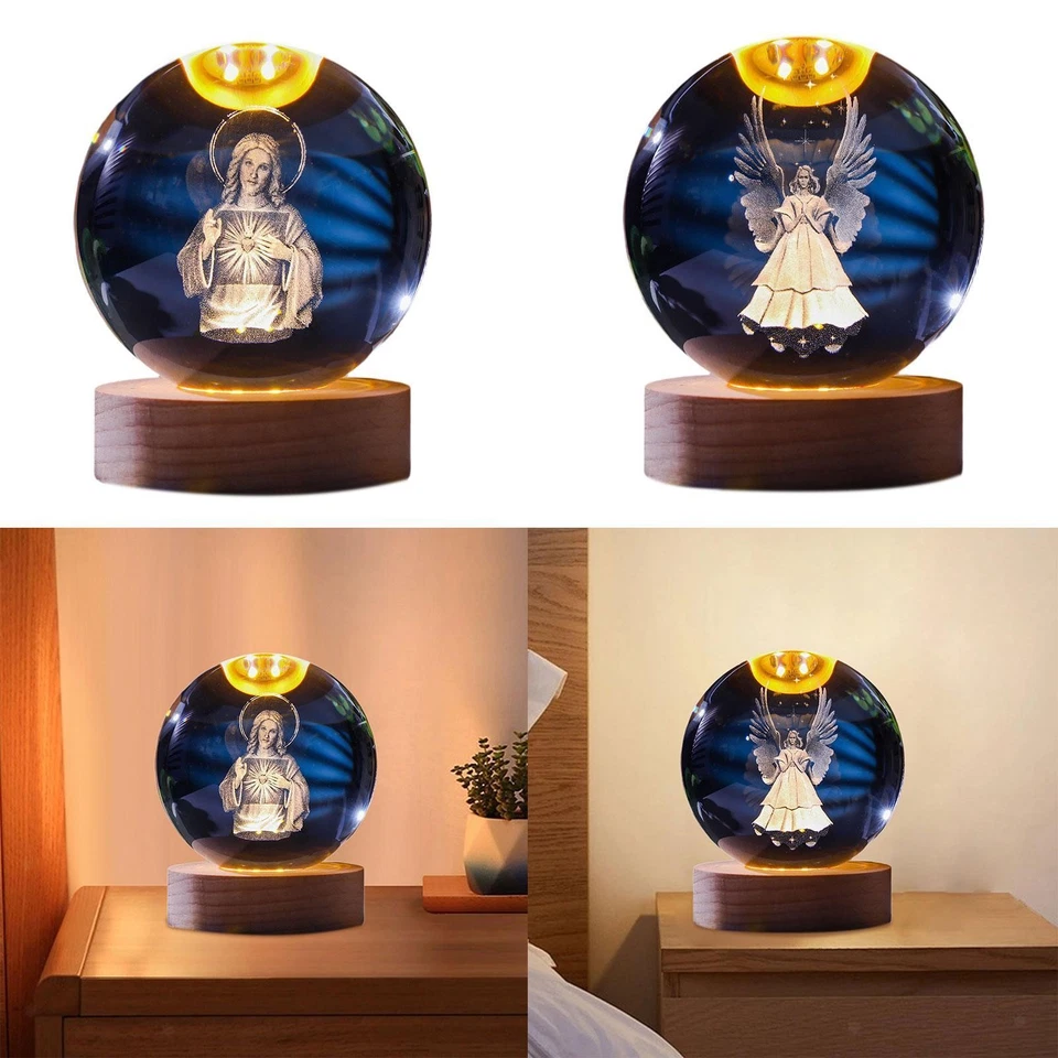 Ornement de table de lumière de nuit à balle transparente pour la chambre à - Photo 1/1