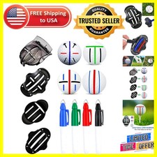 8 Pack Golf Ball Markers with Stencils - Colorful Alignment Tool Kit for Golfers