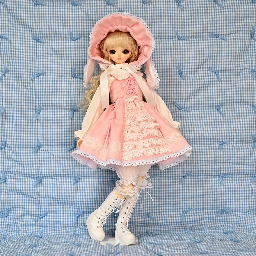 DD SD Super Dollfie Pink Rabbit Ear Bonnet Lolita Costume Used