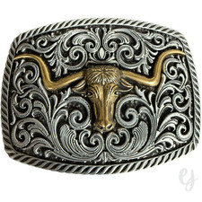 Texas Longhorn Belt Buckle Western Cowgirl Engraved Style Southwestern Steer