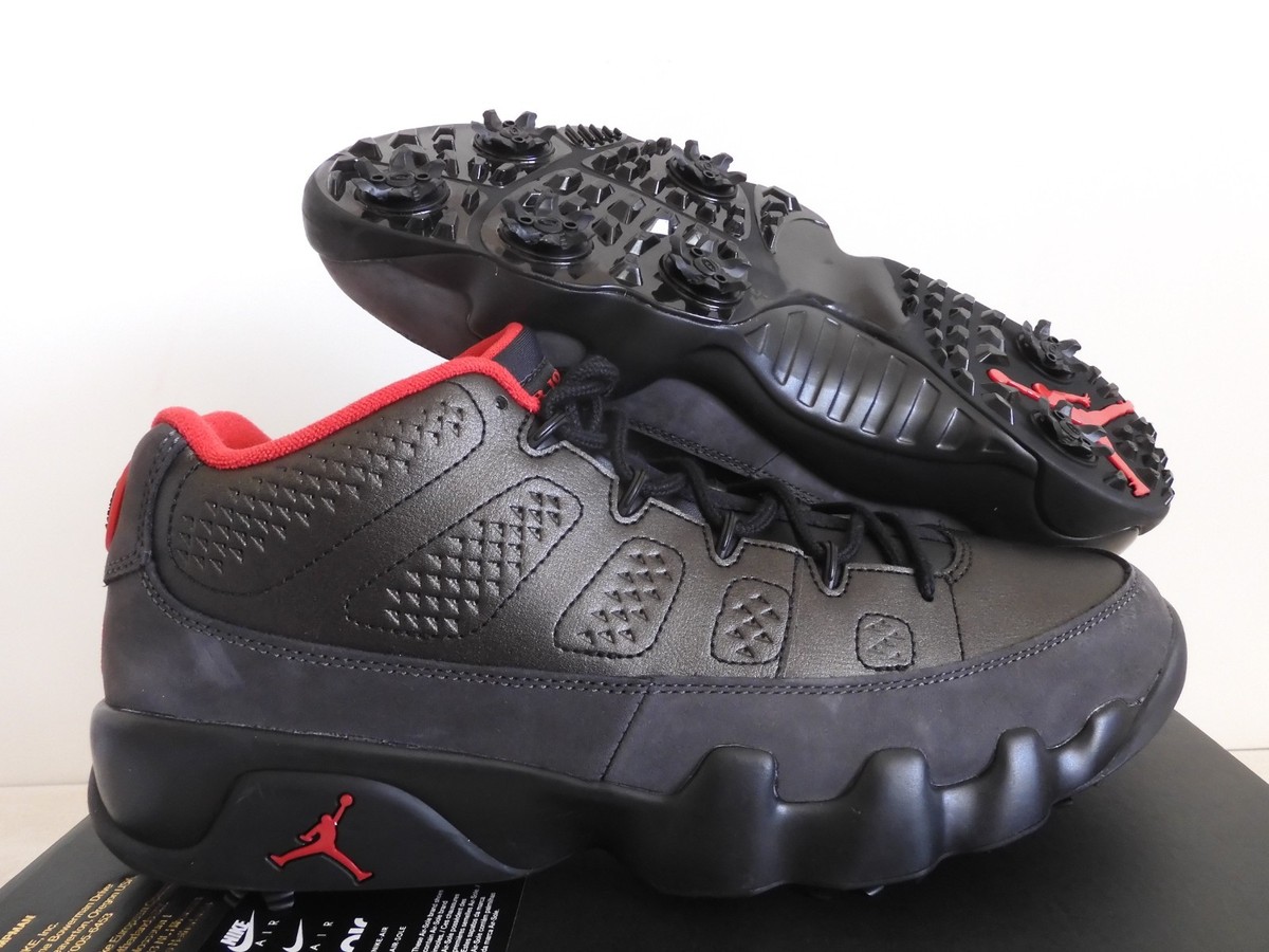 Nike Air Jordan 9 Golf Retro 9 Black Dark Charcoal True Red Mens