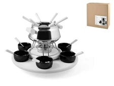 H&h Servizio Fondue 23 Pieces,Stainless Steel,White