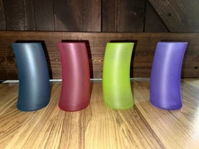 Vintage Libby Watusi Swerve Glasses 6” Multicolored Frosted Tumblers MCM Set 4