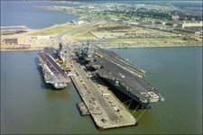 Aircraft Carriers HMS Ark Royal and USS Nimitz Norfolk Virginia 1978 4x6 #0124