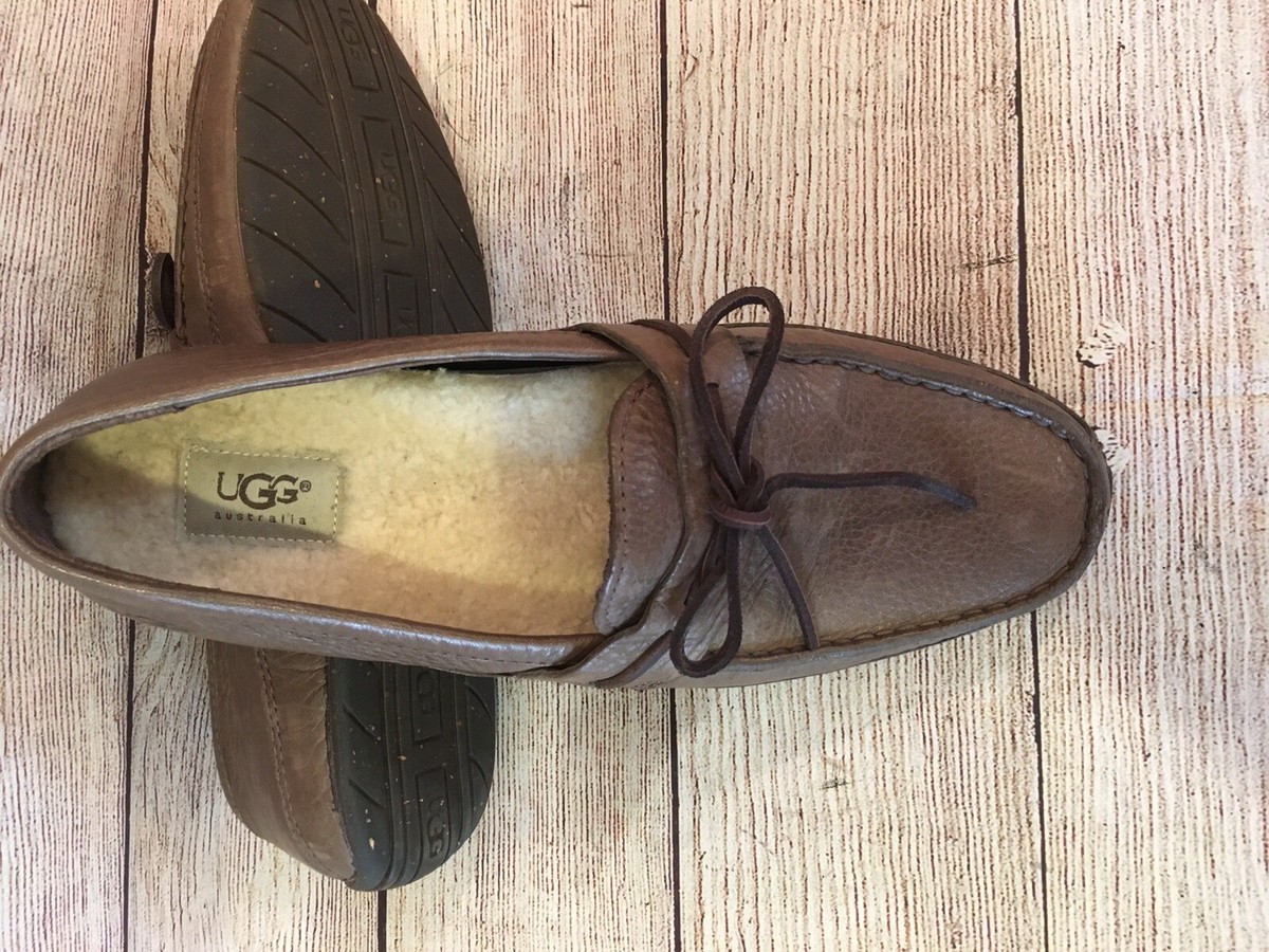 UGG Dark Brown Leather Slip-On Loafers Men’s Size 10 NWOT UGG Loafers products for sale | eBay main image 4