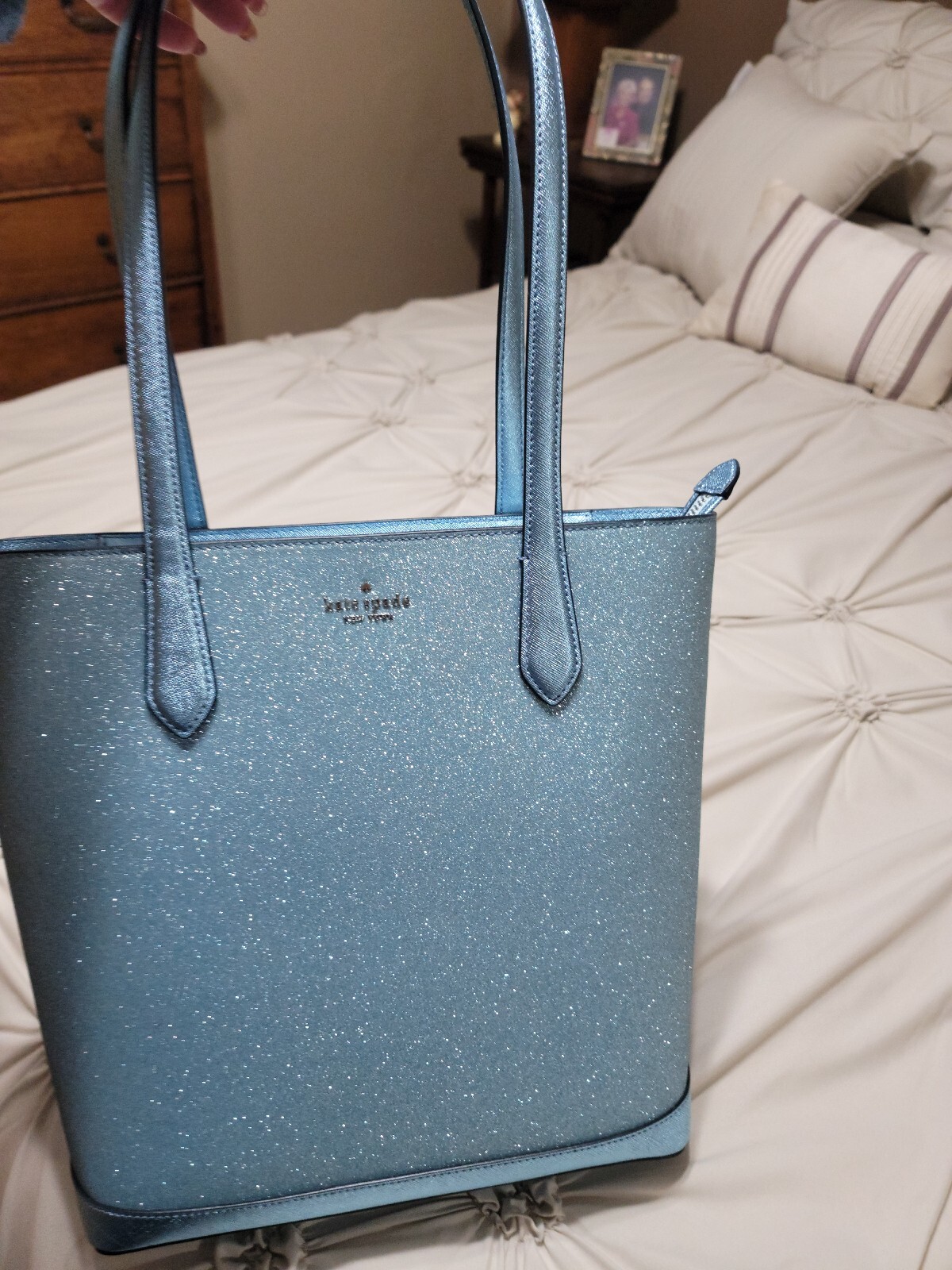 Beautiful Kate Spade Tinsel Tote in Frosty Sky NEW (K9338