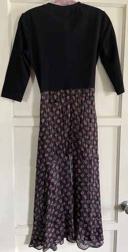 NWT Maje Trompe L'oeil Cotton And Silk-Blend Midi Monogram Dress Size US S FR 38 - Picture 10 of 12