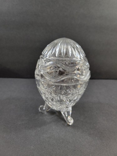 Vintage 2 Pc Egg Shaped Footed Candy Dish Clear Pressed Glass - Picture 5 of 11