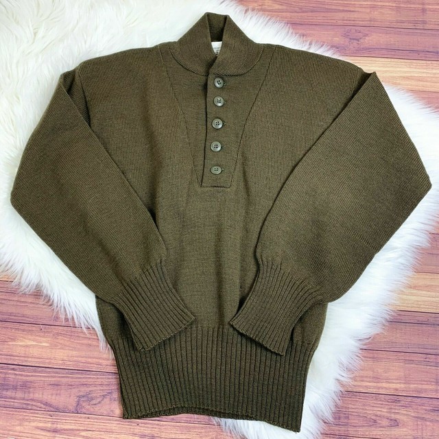 U.S. Army Black Wool 5 button fatigue sweater Size 38R, NOS, Free