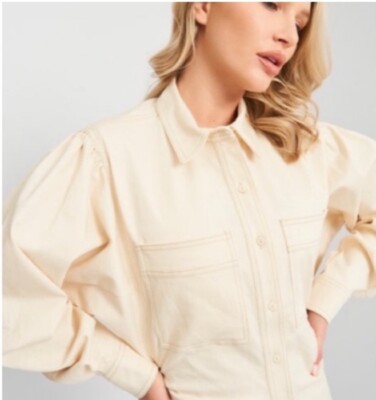cream denim shirt dress Zara Cream Denim Button Down Shirt Dress With Pockets Size Medium