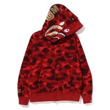 37989 bape color camo double shark full zip hoodie red M