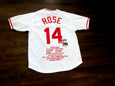 PETE ROSE HIT KING 4256 CINCINNATI REDS SIGNED AUTO STAT HOME JERSEY JSA BEAUTY