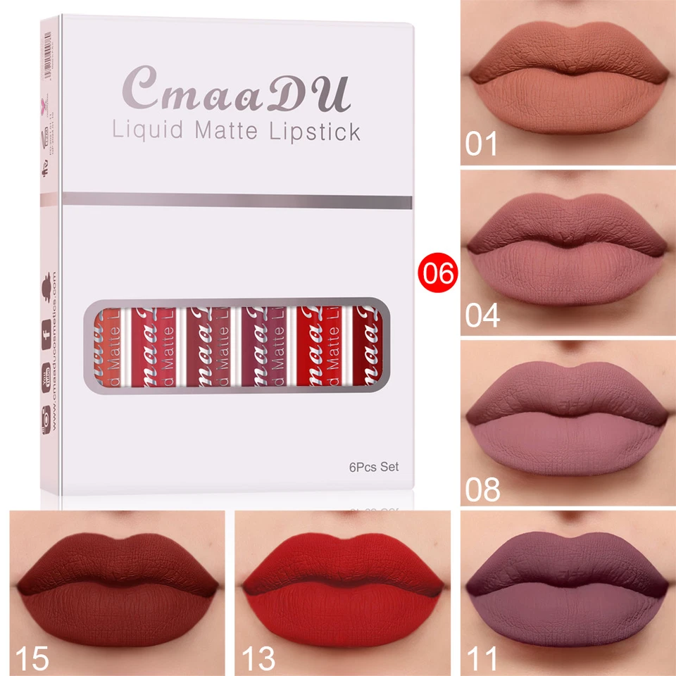 6 Boxes Of Matte Non-stick Cup Waterproof Lipstick Long Lasting Lip - Image 3 of 4