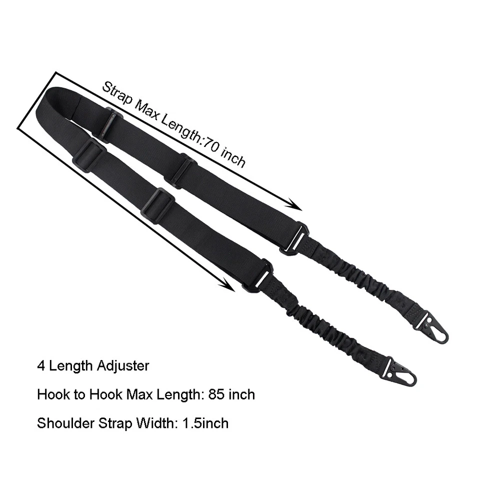 Tactical Adjustable 2 Point Rifle Sling Gun Strap with 2 ButtStock Sling Adapter - Image 3 of 4