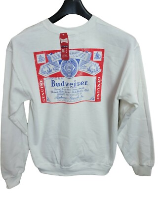 NEW Budweiser King Of Beers White Sweatshirt Crewneck Menu0026#039;s Small |  eBay