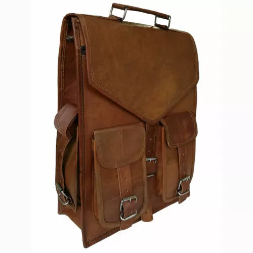 Unisex Genuine Leather Men's Backpack Bag laptop Satchel briefcase Brown Vintage - Picture 1 of 4