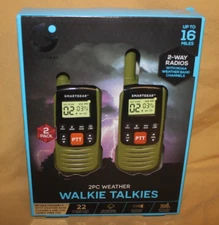 SMARTGEAR 2 PACK WEATHER WALKIE TALKIES UP TO 16 MILES 2 WAY RADIOS - NEW