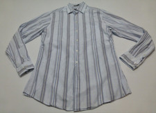 Alfani Mens Size 15.5 34/35 Blue Striped Fitted Dress Shirt Good Condition
