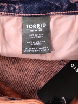 写真 BNWT Torrid Plus Size 18 Coral Acid Washed Stretch Denim Mid Rise
