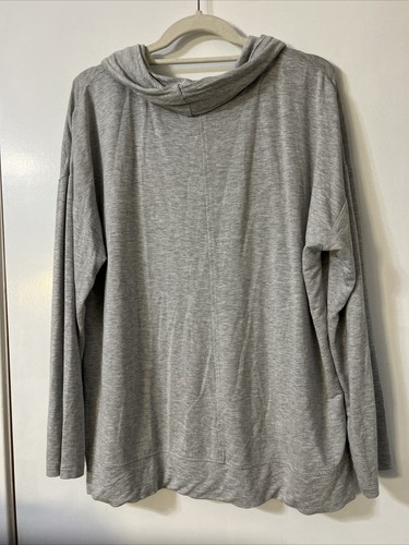 Joan Vass New York Womens Size Large Gray Cowl Neck Sweater High Low Top - 第 3/7 張圖片