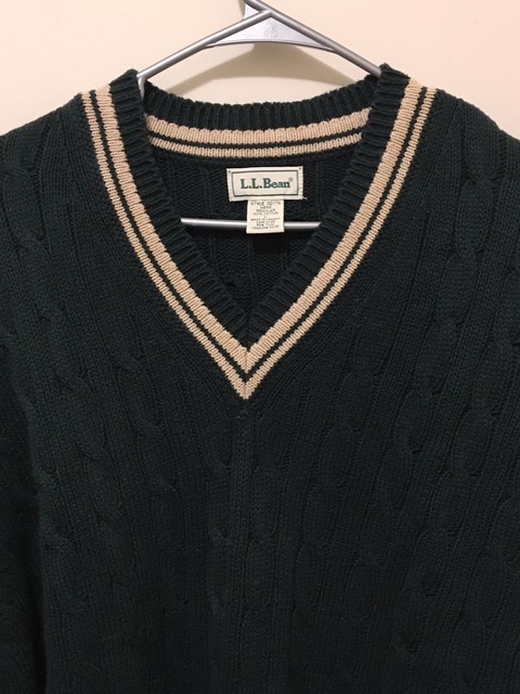 L L Bean Men S Cotton Sweater V Neck Green Sz L 100 Cotton For Sale Online